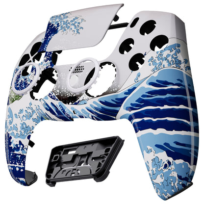 eXtremeRate Retail LUNA Redesigned The Great Wave Front Shell Touchpad Compatible with ps5 Controller BDM-010 BDM-020 BDM-030, DIY Replacement Housing Custom Touch Pad Cover Compatible with ps5 Controller - GHPFT004