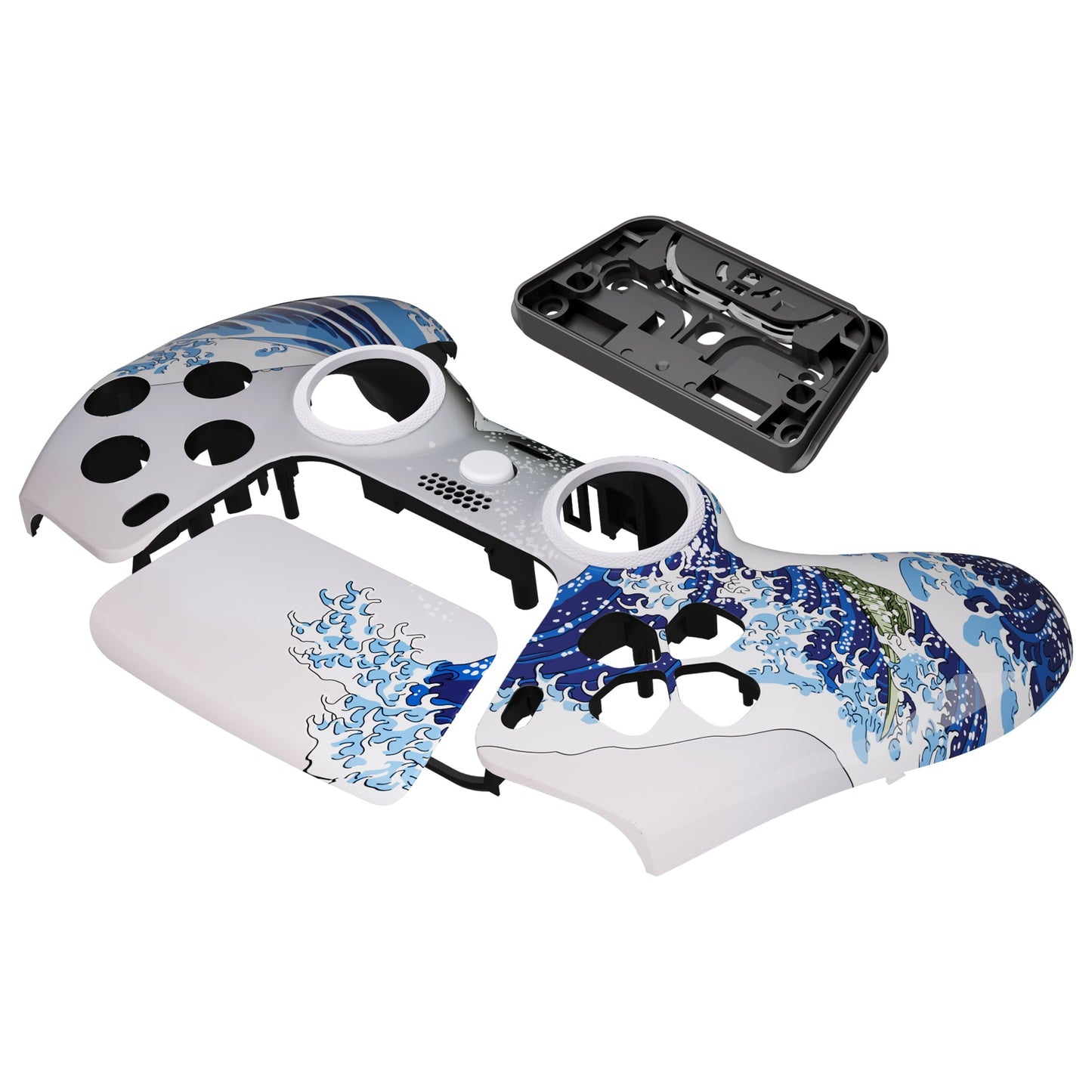 eXtremeRate Retail LUNA Redesigned The Great Wave Front Shell Touchpad Compatible with ps5 Controller BDM-010 BDM-020 BDM-030, DIY Replacement Housing Custom Touch Pad Cover Compatible with ps5 Controller - GHPFT004