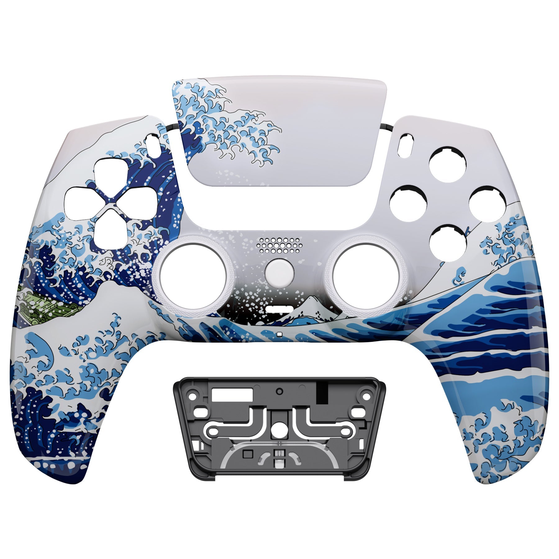 eXtremeRate Retail LUNA Redesigned The Great Wave Front Shell Touchpad Compatible with ps5 Controller BDM-010 BDM-020 BDM-030, DIY Replacement Housing Custom Touch Pad Cover Compatible with ps5 Controller - GHPFT004