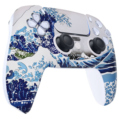 eXtremeRate Retail LUNA Redesigned The Great Wave Front Shell Touchpad Compatible with ps5 Controller BDM-010 BDM-020 BDM-030, DIY Replacement Housing Custom Touch Pad Cover Compatible with ps5 Controller - GHPFT004