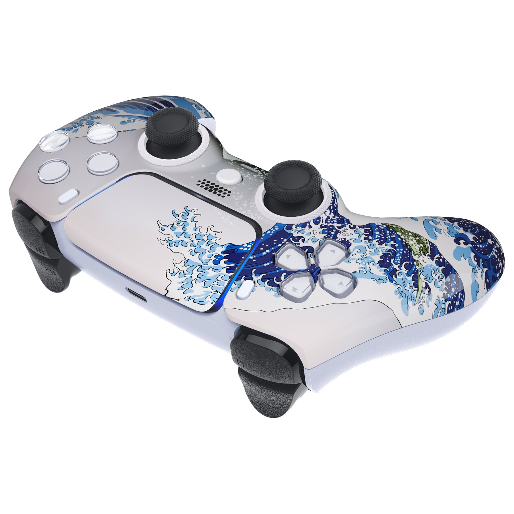 eXtremeRate Retail LUNA Redesigned The Great Wave Front Shell Touchpad Compatible with ps5 Controller BDM-010 BDM-020 BDM-030, DIY Replacement Housing Custom Touch Pad Cover Compatible with ps5 Controller - GHPFT004