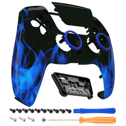 eXtremeRate Retail LUNA Redesigned Blue Flame Front Shell Touchpad Compatible with ps5 Controller BDM-010 BDM-020 BDM-030, DIY Replacement Housing Custom Touch Pad Cover Compatible with ps5 Controller - GHPFT006