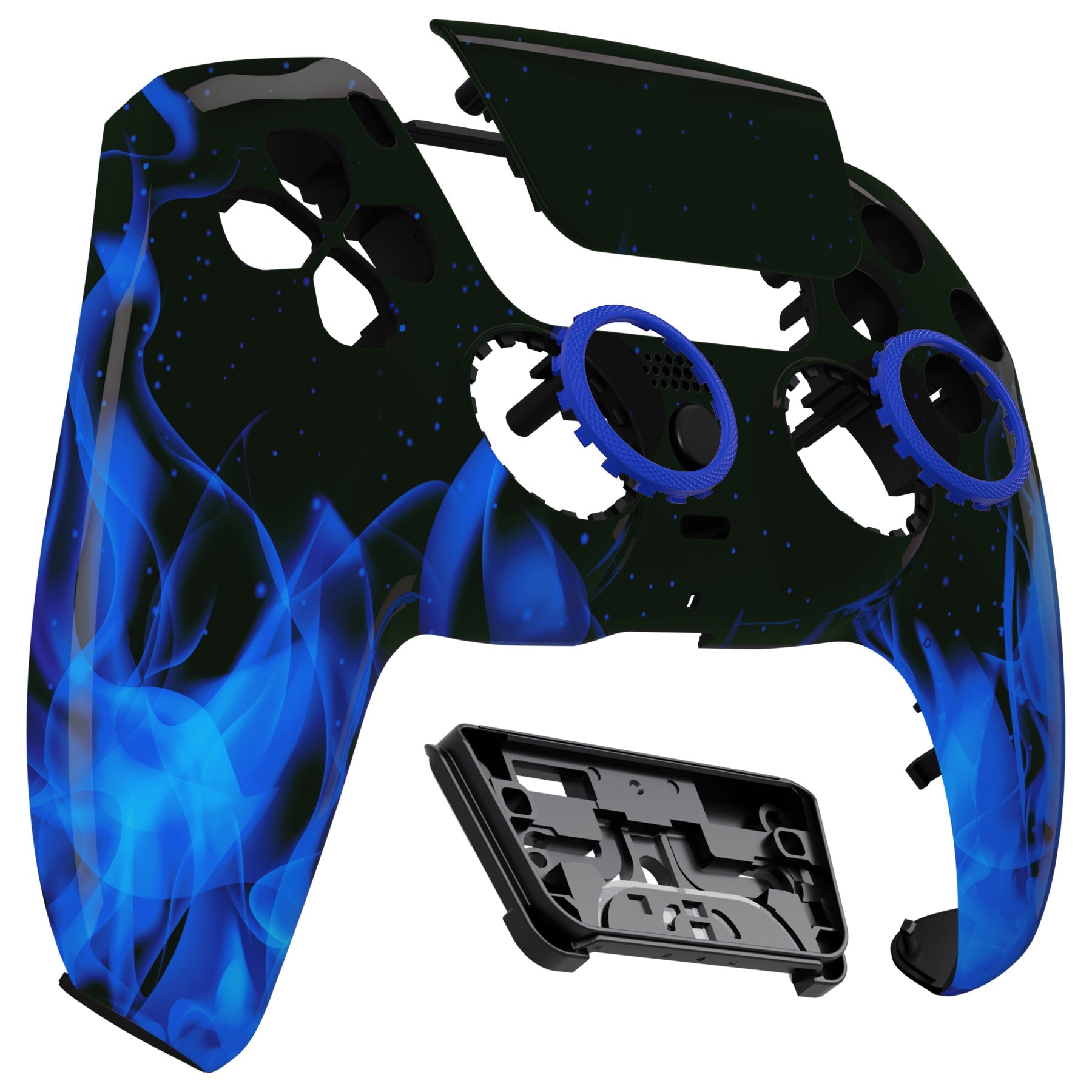 eXtremeRate Retail LUNA Redesigned Blue Flame Front Shell Touchpad Compatible with ps5 Controller BDM-010 BDM-020 BDM-030, DIY Replacement Housing Custom Touch Pad Cover Compatible with ps5 Controller - GHPFT006