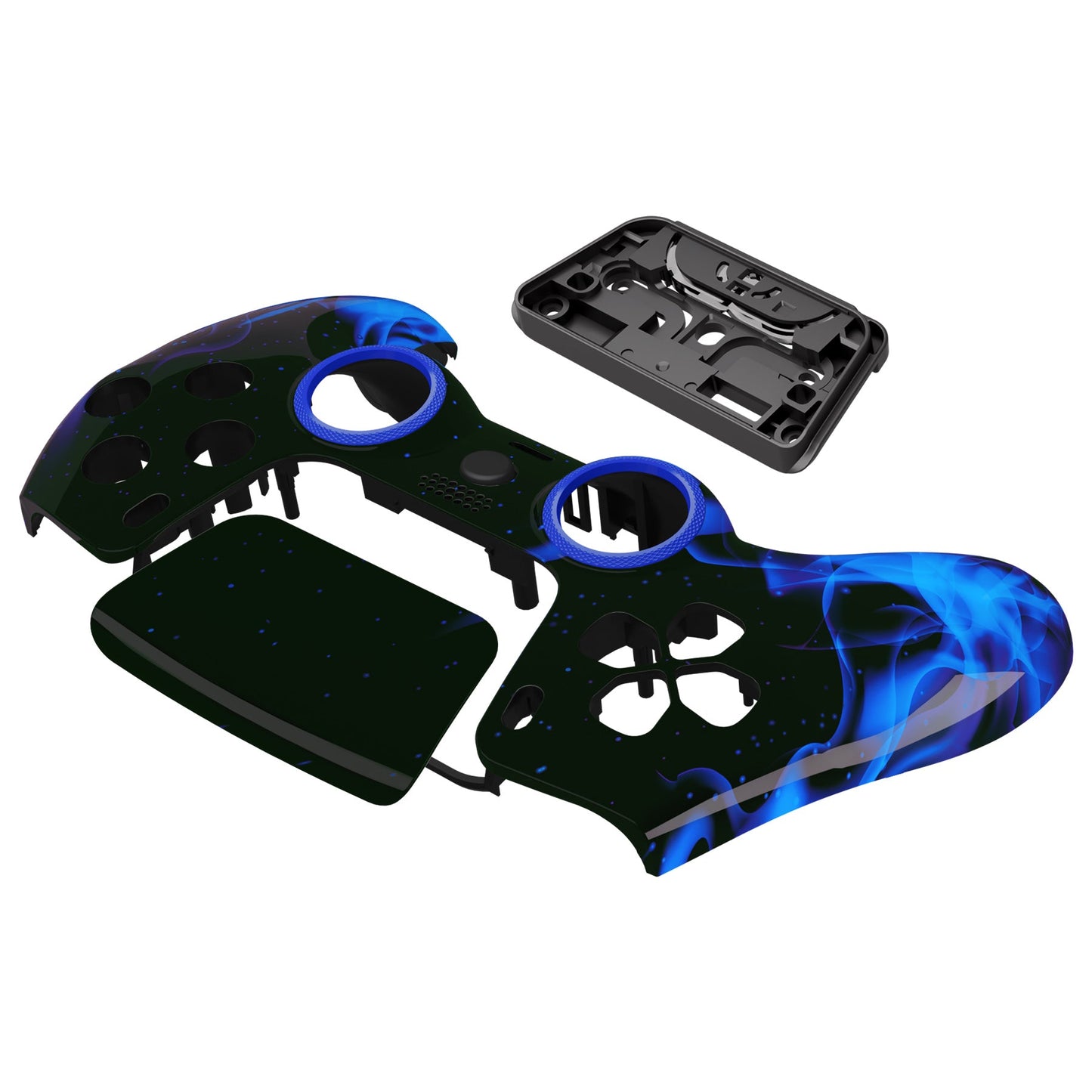 eXtremeRate Retail LUNA Redesigned Blue Flame Front Shell Touchpad Compatible with ps5 Controller BDM-010 BDM-020 BDM-030, DIY Replacement Housing Custom Touch Pad Cover Compatible with ps5 Controller - GHPFT006