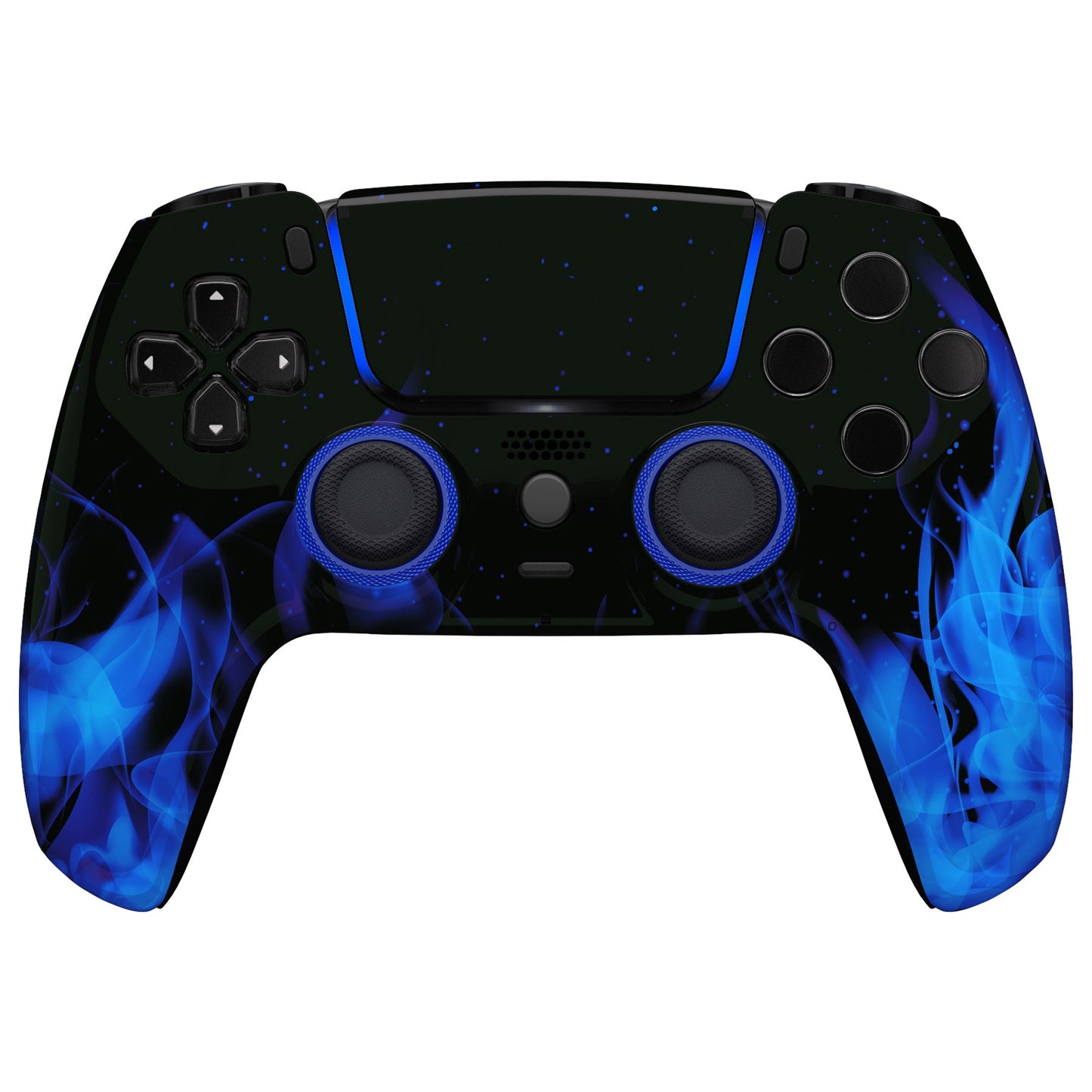 eXtremeRate Retail LUNA Redesigned Blue Flame Front Shell Touchpad Compatible with ps5 Controller BDM-010 BDM-020 BDM-030, DIY Replacement Housing Custom Touch Pad Cover Compatible with ps5 Controller - GHPFT006