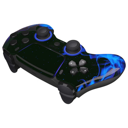 eXtremeRate Retail LUNA Redesigned Blue Flame Front Shell Touchpad Compatible with ps5 Controller BDM-010 BDM-020 BDM-030, DIY Replacement Housing Custom Touch Pad Cover Compatible with ps5 Controller - GHPFT006