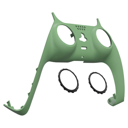 eXtremeRate Retail Matcha Green Decorative Trim Shell Compatible with ps5 Controller, DIY Replacement Clip Shell, Custom Plates Cover Compatible with ps5 Controller with Accent Rings - GPFP3025