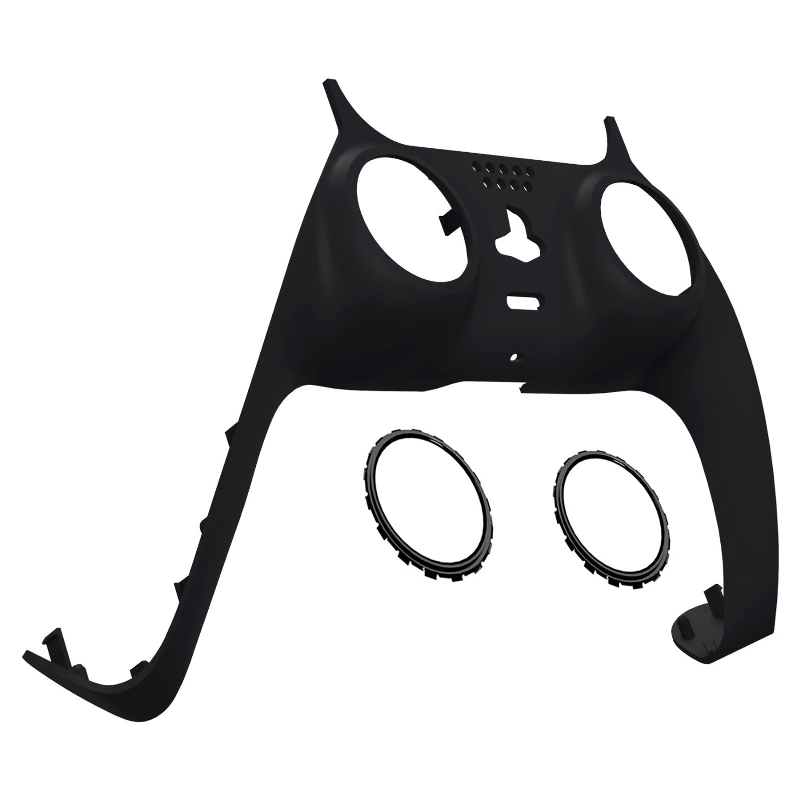 eXtremeRate Retail Black Decorative Trim Shell Compatible with ps5 Controller, DIY Replacement Clip Shell, Custom Plates Cover Compatible with ps5 Controller with Accent Rings - GPFP3030