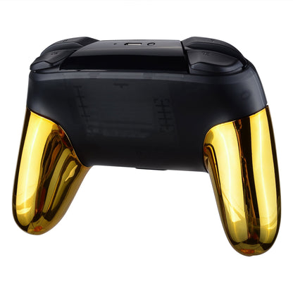 eXtremeRate Retail Chrome Gold Replacement Handle Grips for Nintendo Switch Pro Controller, Glossy DIY Hand Grip Shell for Nintendo Switch Pro - Controller NOT Included - GRD401