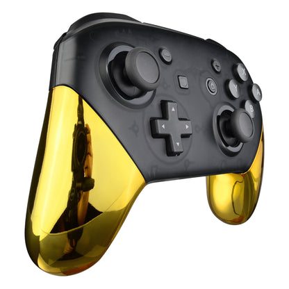 eXtremeRate Retail Chrome Gold Replacement Handle Grips for Nintendo Switch Pro Controller, Glossy DIY Hand Grip Shell for Nintendo Switch Pro - Controller NOT Included - GRD401