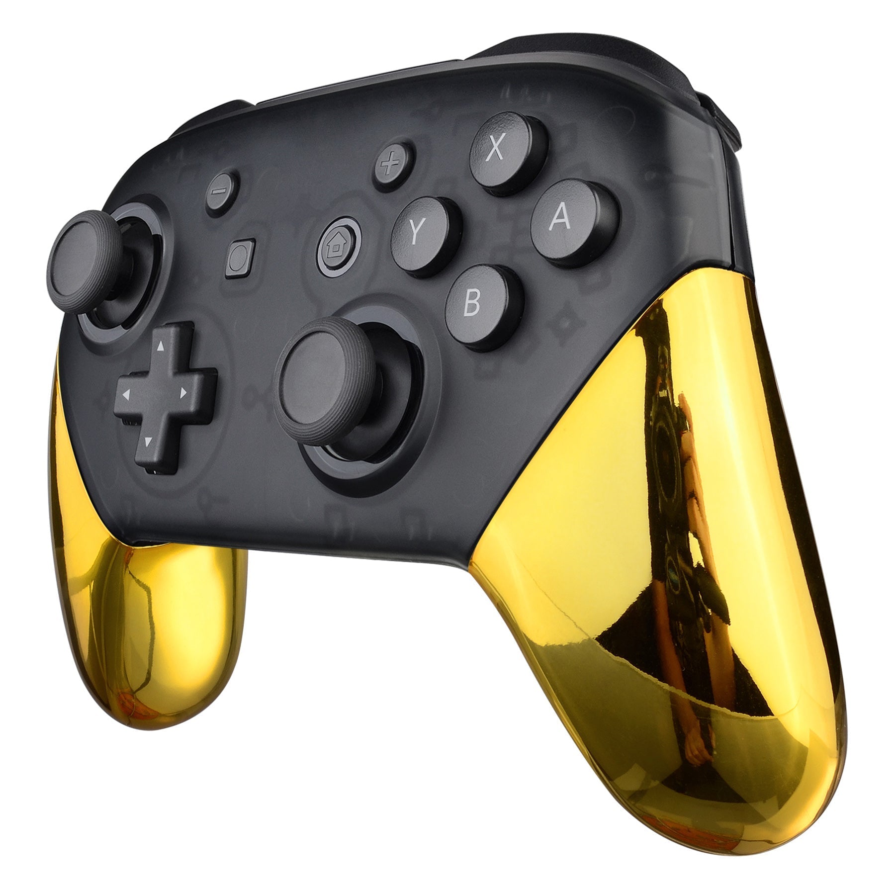 eXtremeRate Retail Chrome Gold Replacement Handle Grips for Nintendo Switch Pro Controller, Glossy DIY Hand Grip Shell for Nintendo Switch Pro - Controller NOT Included - GRD401