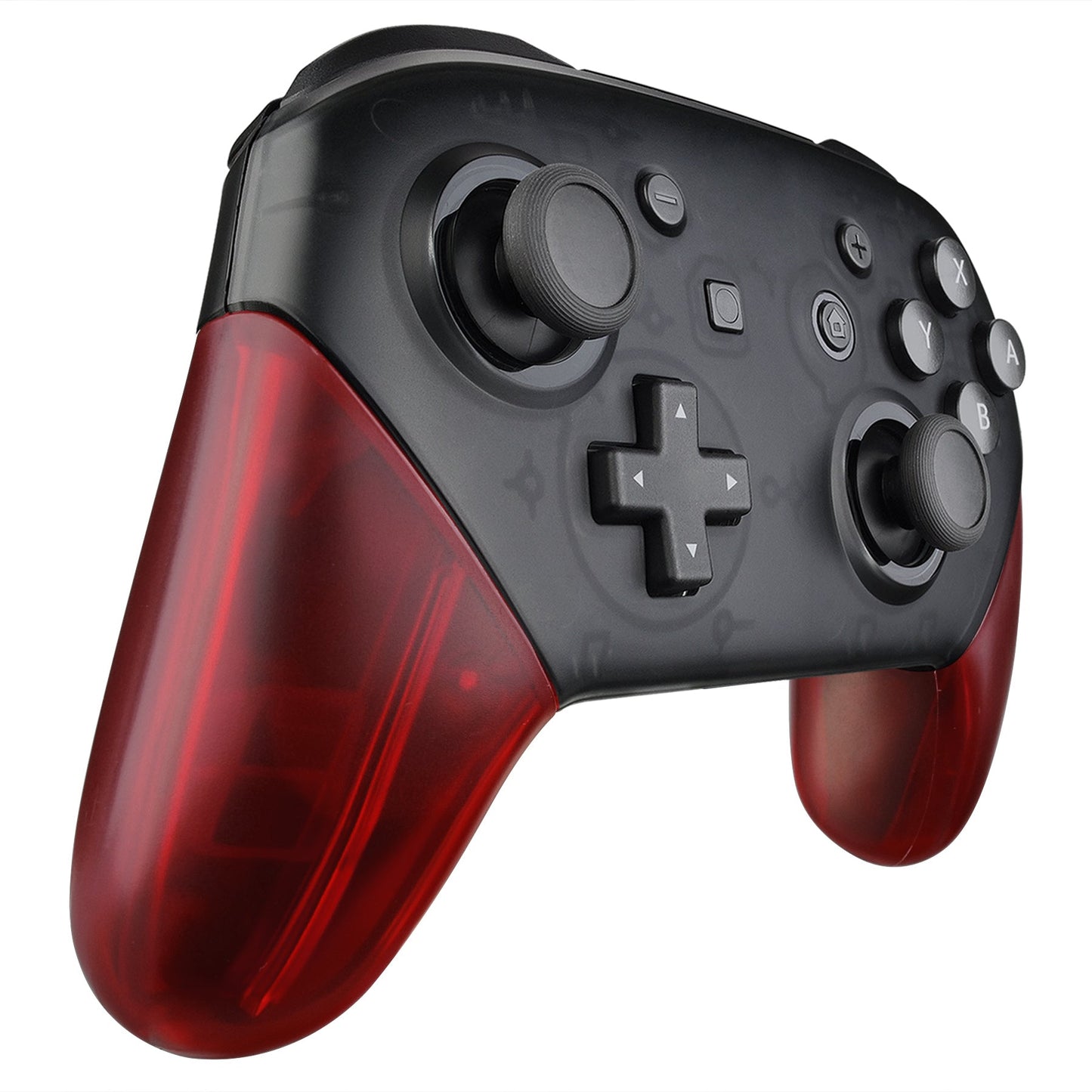 eXtremeRate Retail Transparent Clear Red Replacement Handle Grips for Nintendo Switch Pro Controller, DIY Hand Grip Shell for Nintendo Switch Pro - Controller NOT Included - GRM502