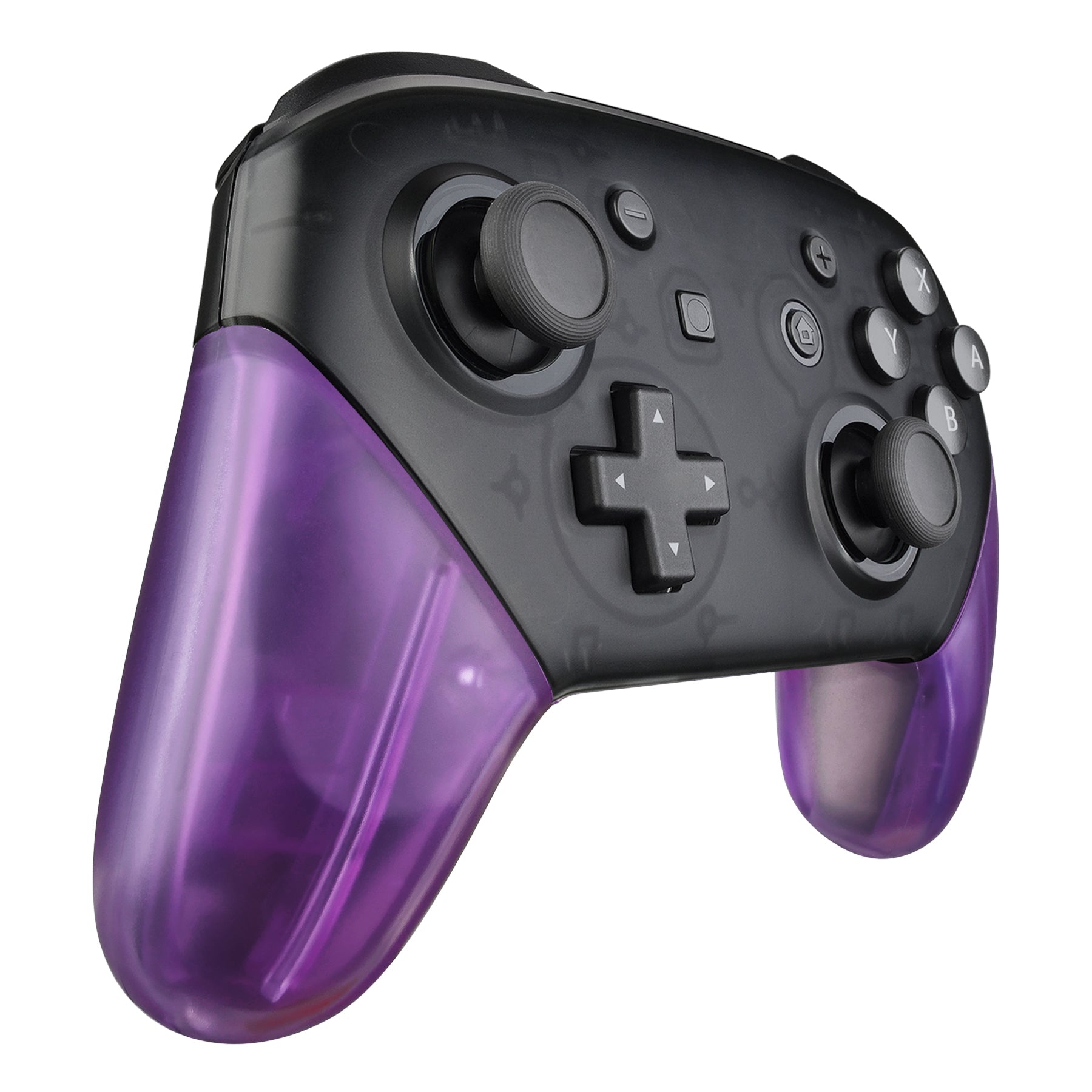 eXtremeRate Retail Clear Atomic Purple Replacement Handle Grips for Nintendo Switch Pro Controller, DIY Hand Grip Shell for Nintendo Switch Pro - Controller NOT Included - GRM505