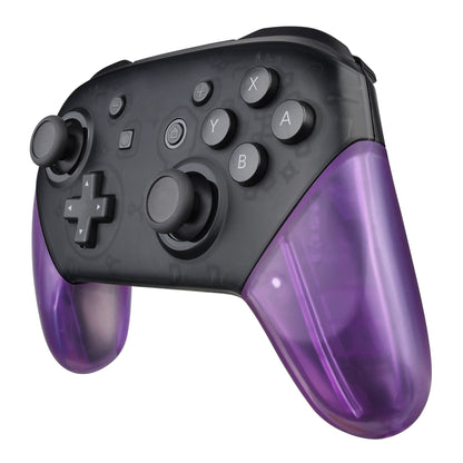 eXtremeRate Retail Clear Atomic Purple Replacement Handle Grips for Nintendo Switch Pro Controller, DIY Hand Grip Shell for Nintendo Switch Pro - Controller NOT Included - GRM505