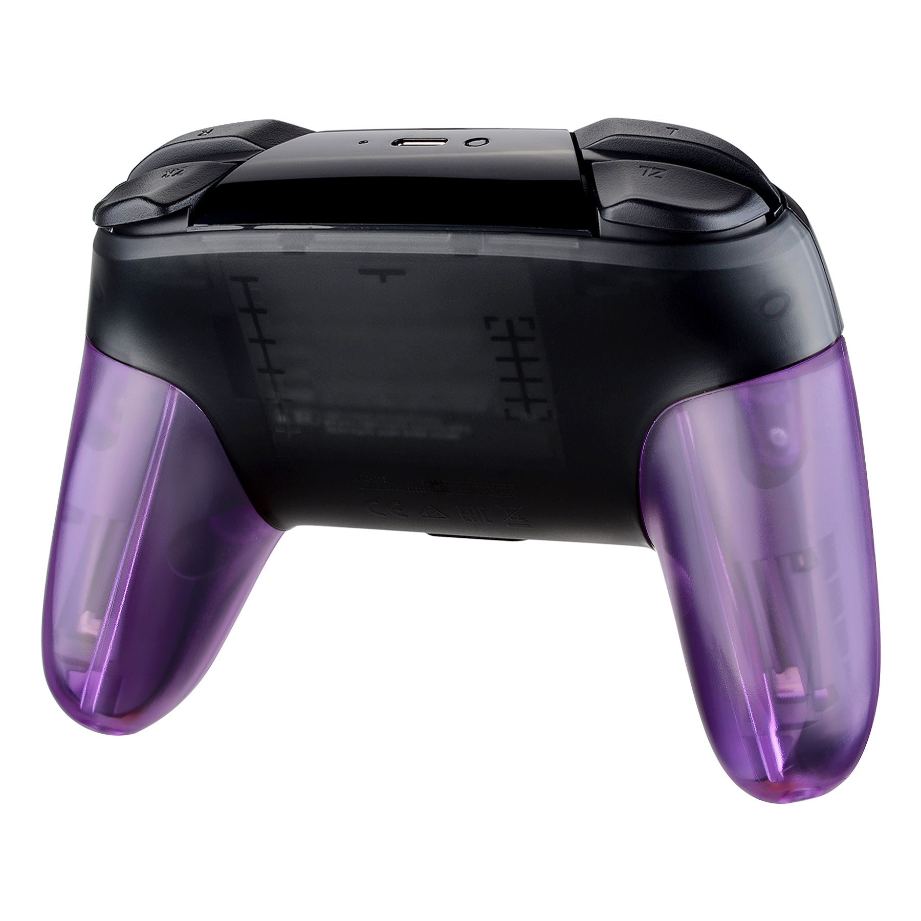 eXtremeRate Retail Clear Atomic Purple Replacement Handle Grips for Nintendo Switch Pro Controller, DIY Hand Grip Shell for Nintendo Switch Pro - Controller NOT Included - GRM505