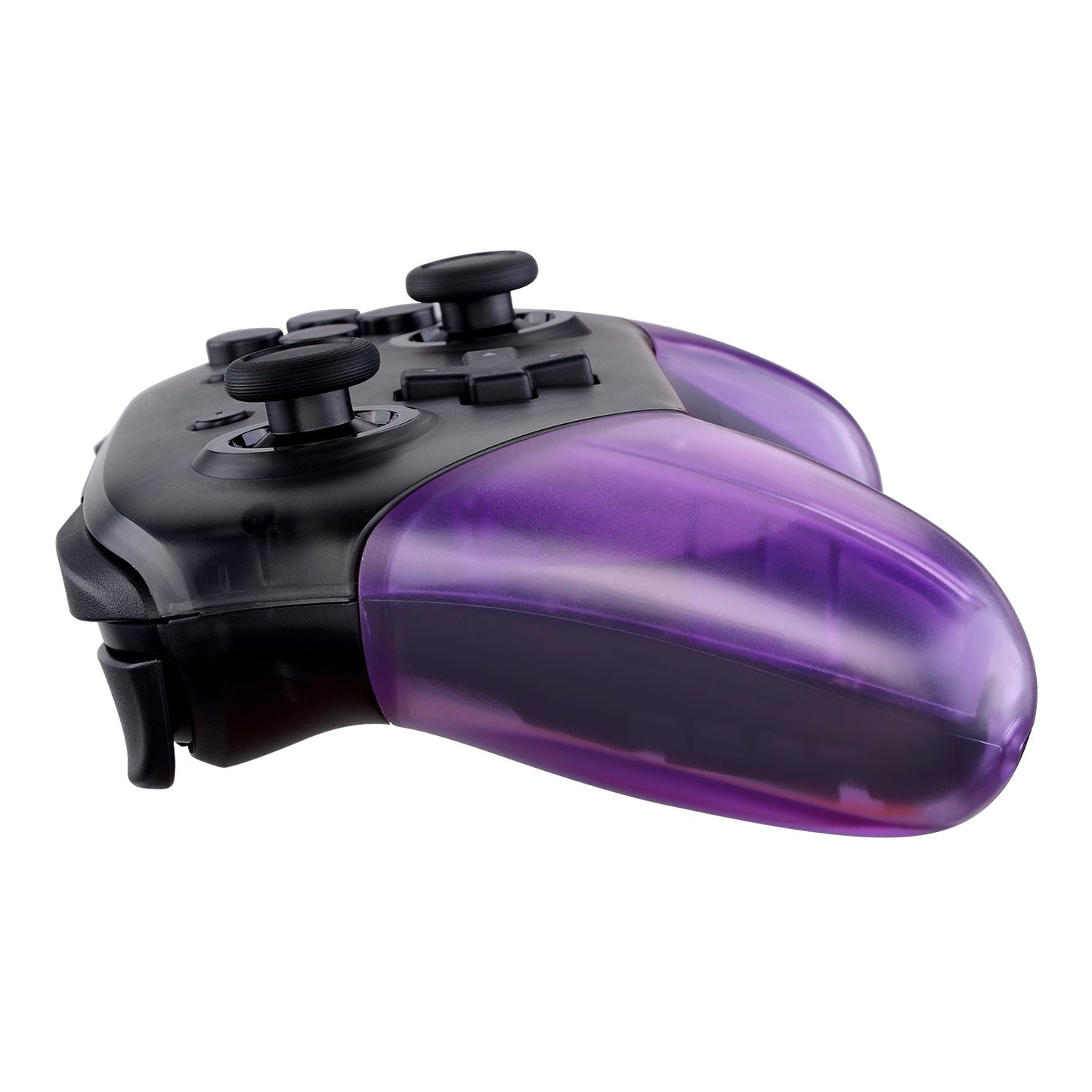 eXtremeRate Retail Clear Atomic Purple Replacement Handle Grips for Nintendo Switch Pro Controller, DIY Hand Grip Shell for Nintendo Switch Pro - Controller NOT Included - GRM505