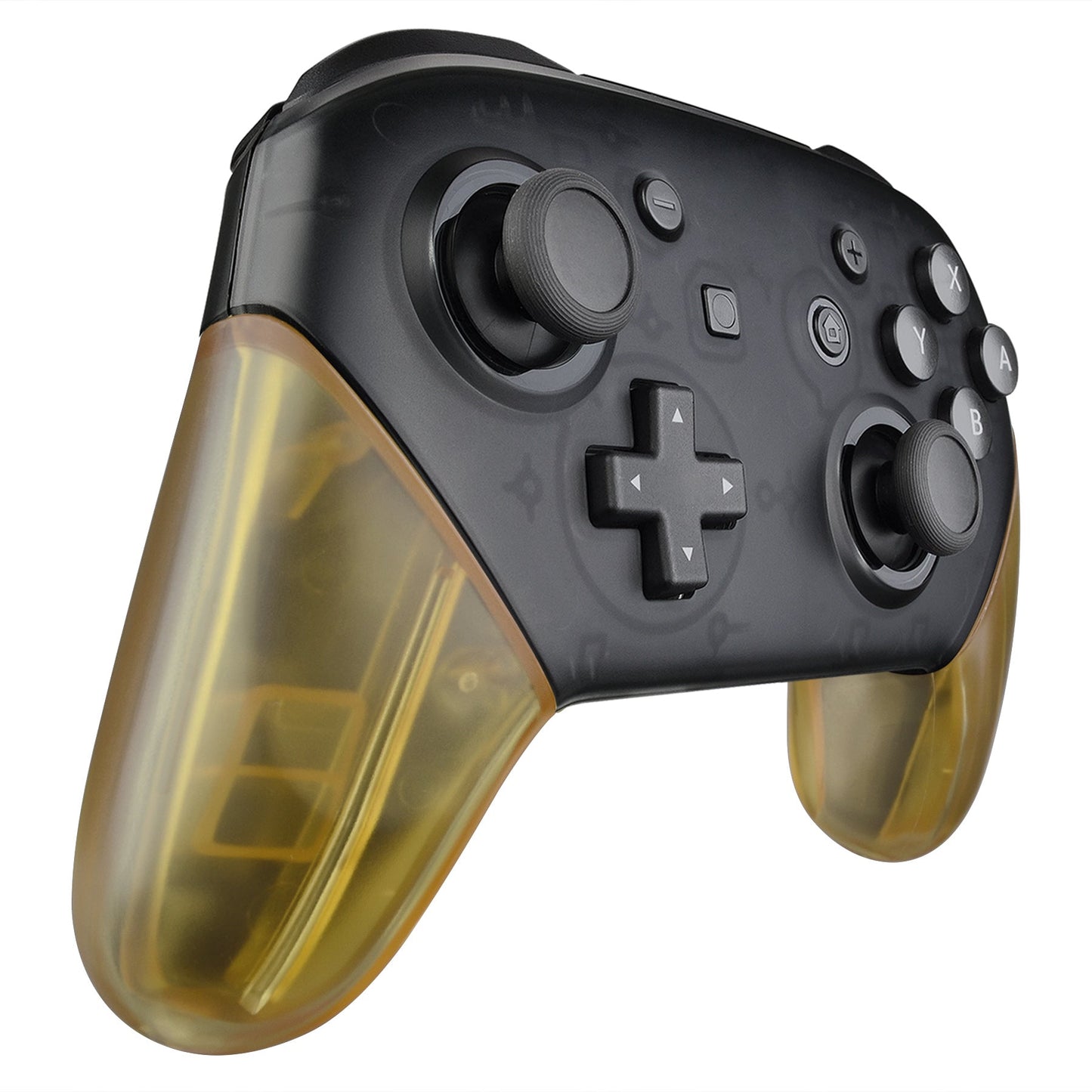 eXtremeRate Retail Amber Yellow Replacement Handle Grips for Nintendo Switch Pro Controller, DIY Hand Grip Shell for Nintendo Switch Pro - Controller NOT Included - GRM509