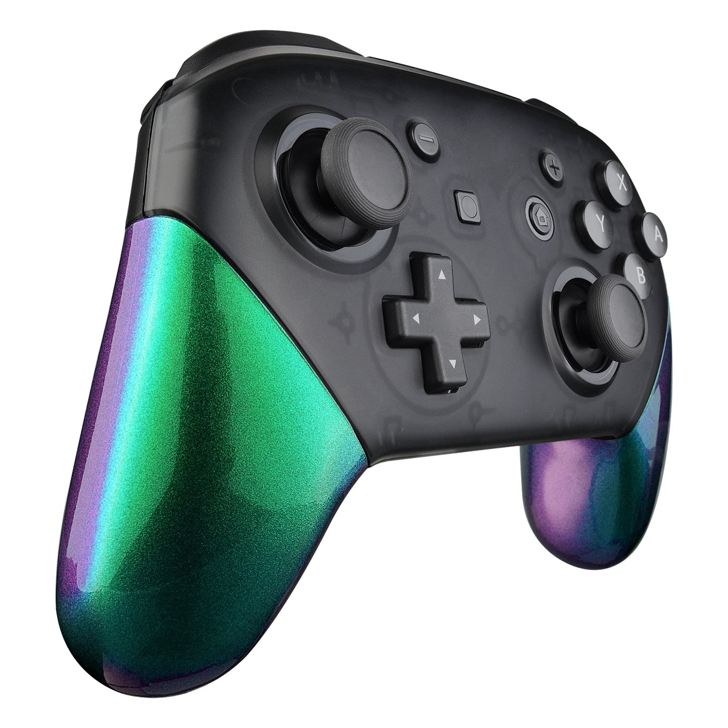 eXtremeRate Retail Chameleon Replacement Handle Grips for Nintendo Switch Pro Controller, Green Purple DIY Hand Grip Shell for Nintendo Switch Pro - Controller NOT Included - GRP311