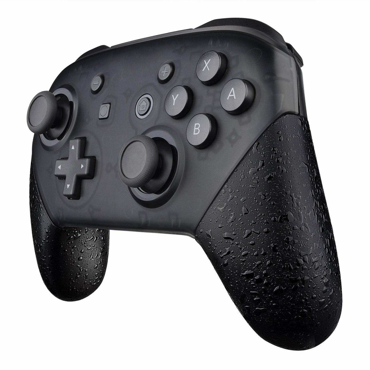 eXtremeRate Retail Textured Black Replacement Handle Grips for Nintendo Switch Pro Controller, 3D Splashing DIY Hand Grip Shell for Nintendo Switch Pro - Controller NOT Included - GRP312