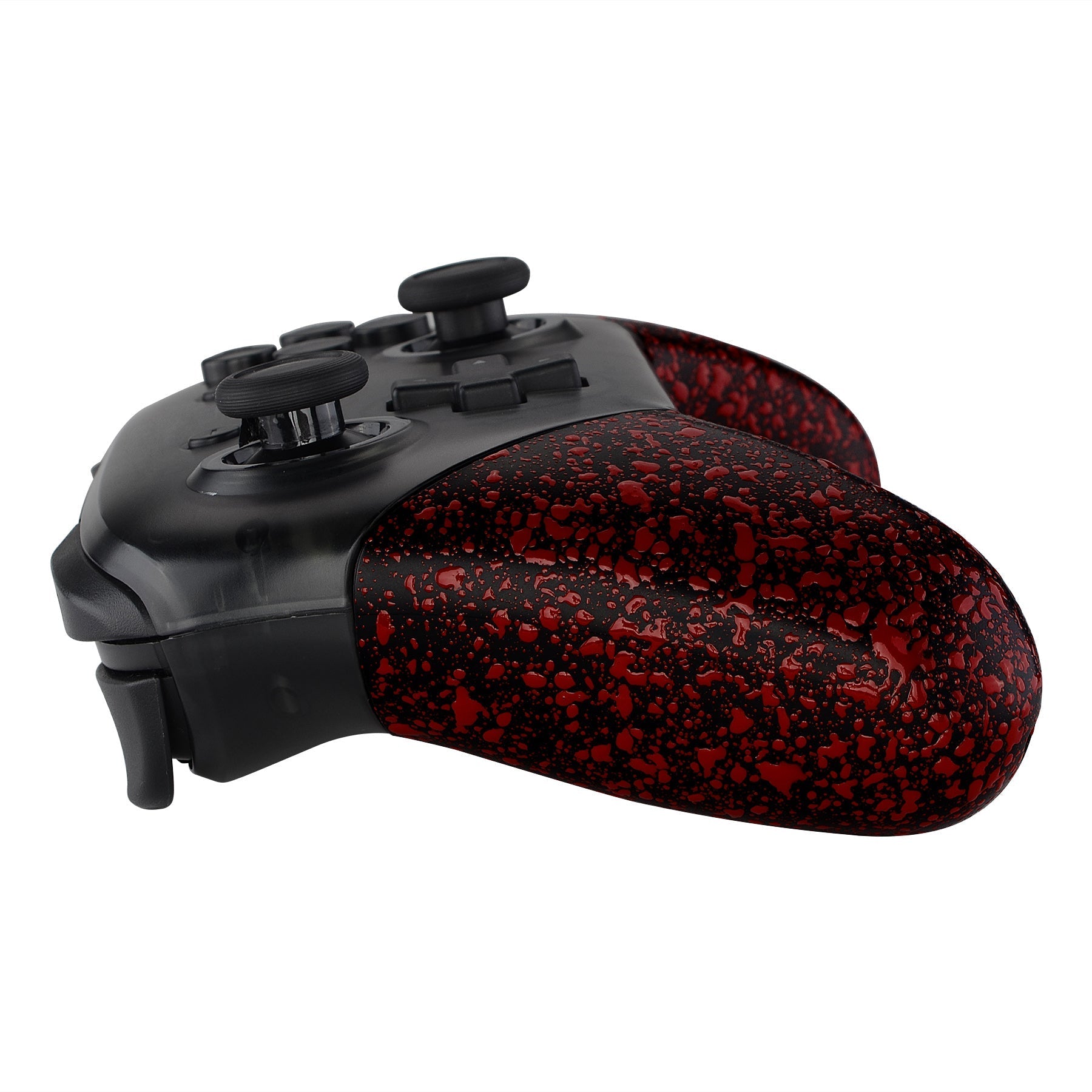 eXtremeRate Retail Textured Red Replacement Handle Grips for Nintendo Switch Pro Controller, 3D Splashing DIY Hand Grip Shell for Nintendo Switch Pro - Controller NOT Included - GRP314