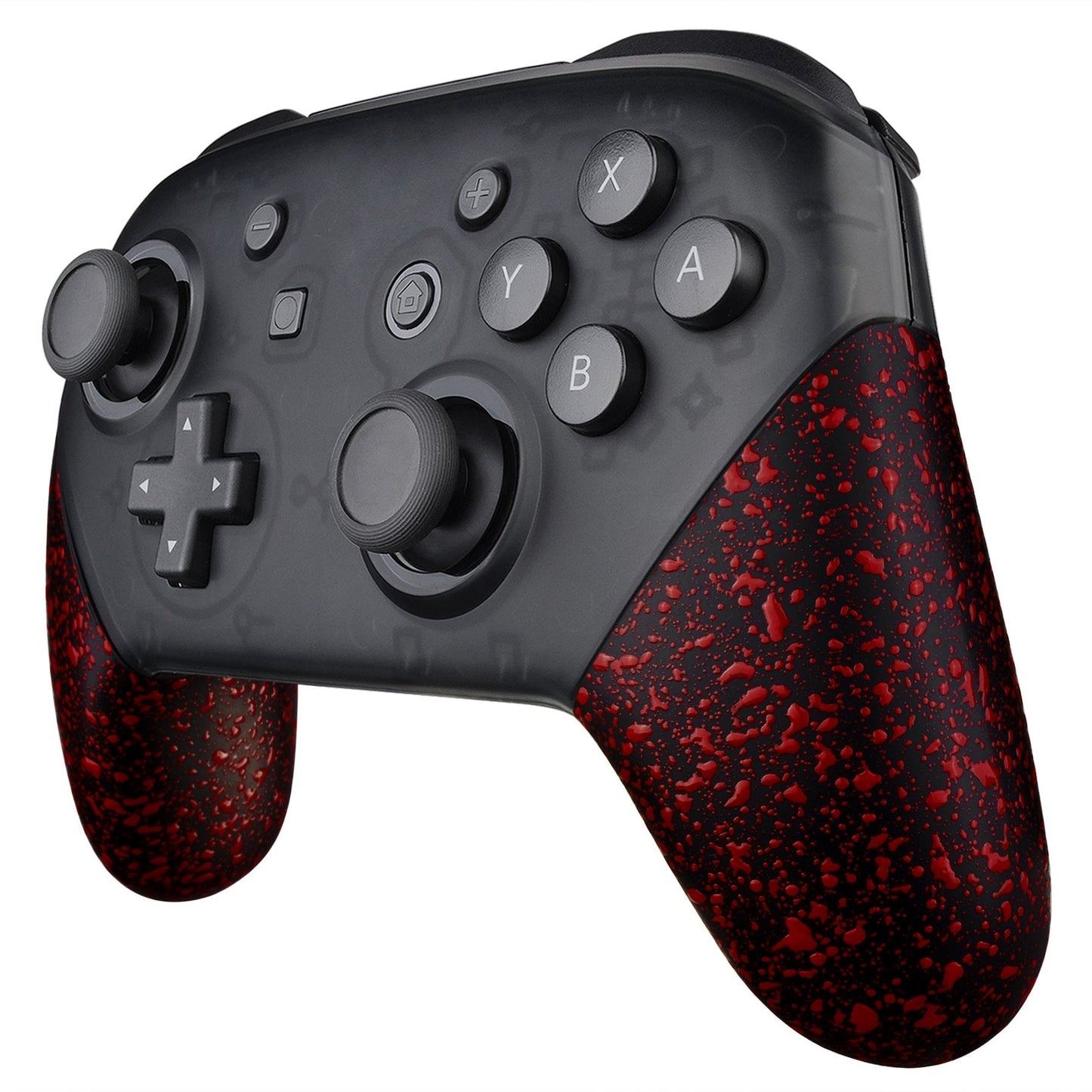 eXtremeRate Retail Textured Red Replacement Handle Grips for Nintendo Switch Pro Controller, 3D Splashing DIY Hand Grip Shell for Nintendo Switch Pro - Controller NOT Included - GRP314