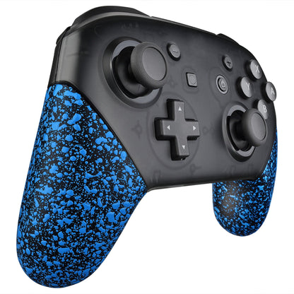 eXtremeRate Retail Textured Blue Replacement Handle Grips for Nintendo Switch Pro Controller, 3D Splashing DIY Hand Grip Shell for Nintendo Switch Pro - Controller NOT Included - GRP315