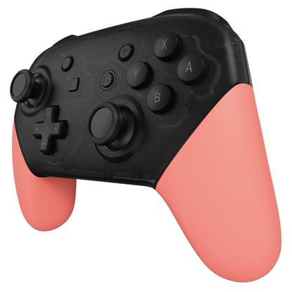 eXtremeRate Retail Coral Replacement Handle Grips for NS Switch Pro Controller, Soft Touch DIY Hand Grip Shell for NS Switch Pro Controller - Controller NOT Included - GRP346