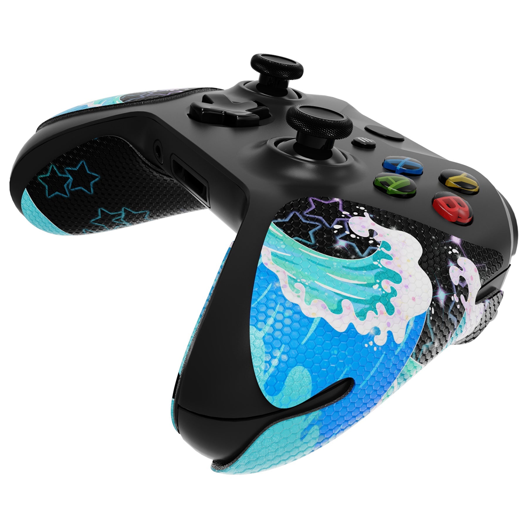 eXtremeRate Retail Shimmering Waves Anti-Skid Sweat-Absorbent Controller Grip for Xbox One S & X, Xbox One Controller, Professional Textured Soft Rubber Pads Handle Grips for Xbox One, Xbox One S/X Controller - GX00168