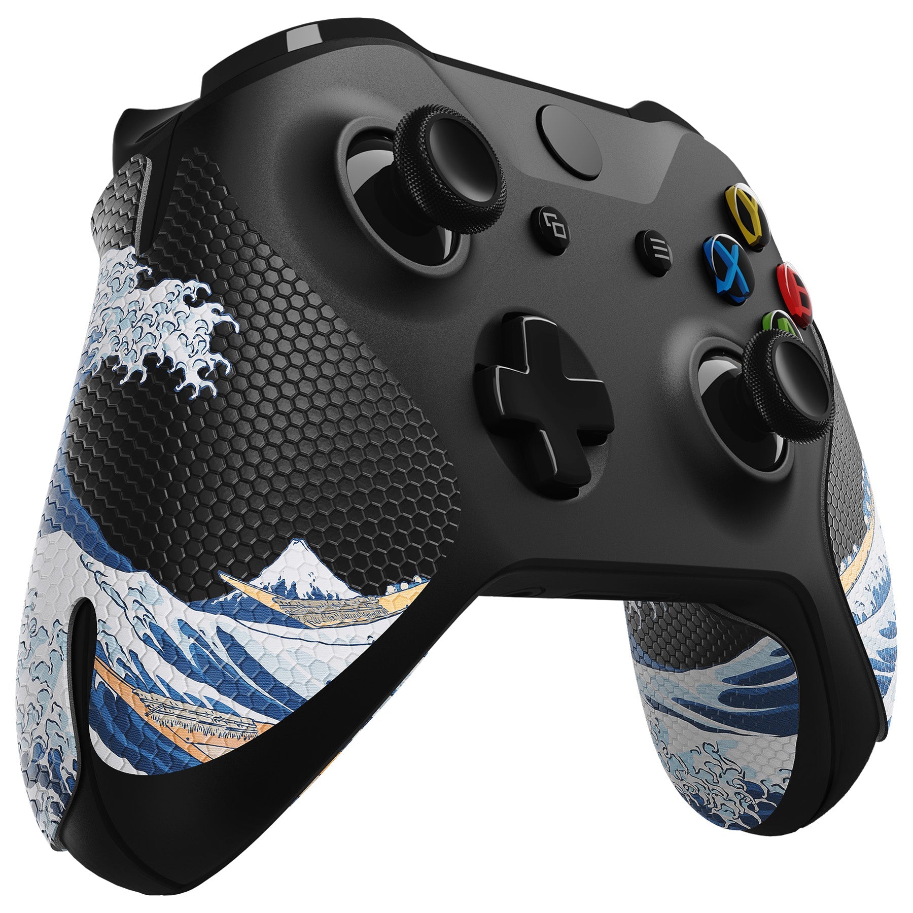 eXtremeRate Retail The Great Wave Off Kanagawa Anti-Skid Sweat-Absorbent Controller Grip for Xbox One S & X, Xbox One Controller, Professional Textured Soft Rubber Pads Handle Grips for Xbox One, Xbox One S/X Controller - GX00170