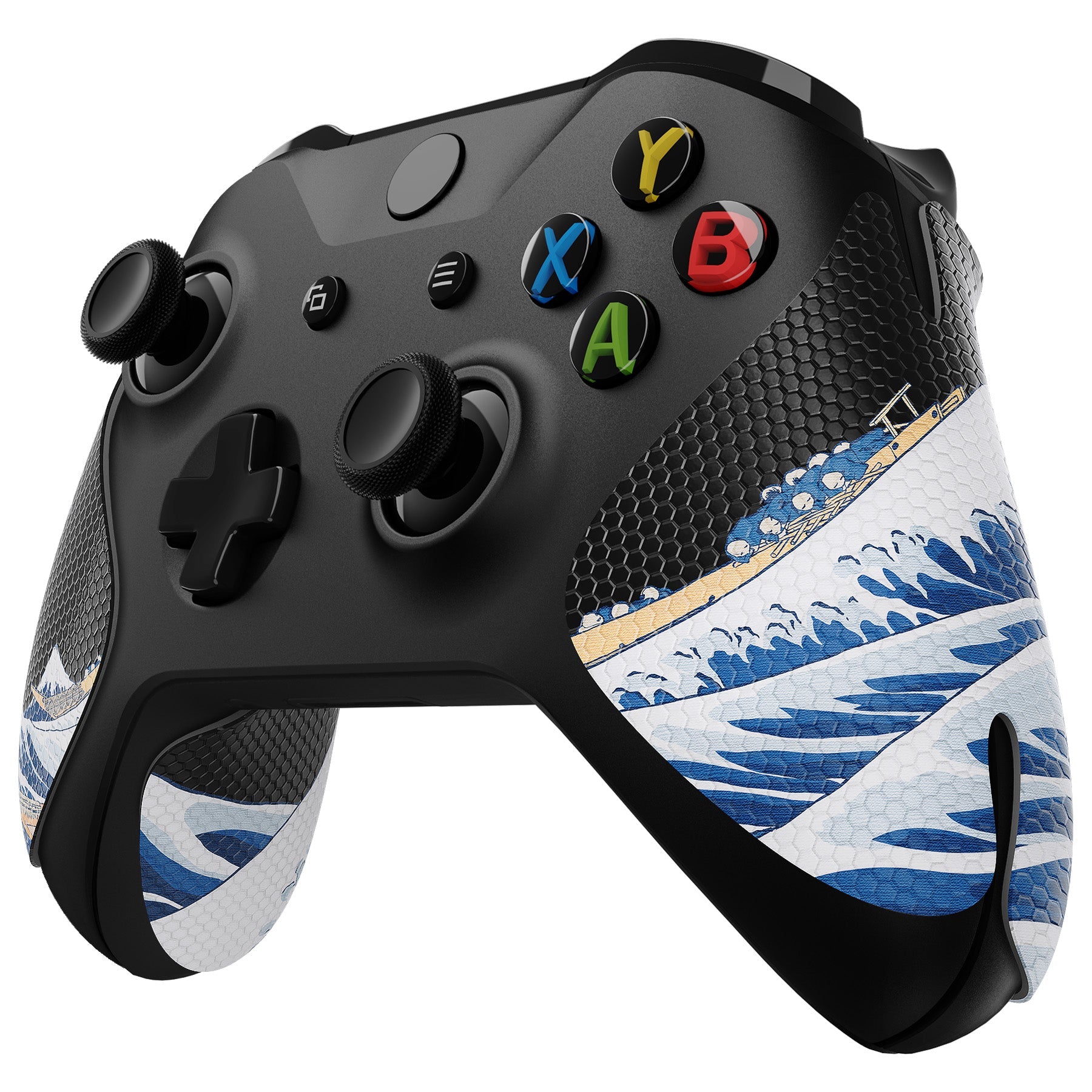 eXtremeRate Retail The Great Wave Off Kanagawa Anti-Skid Sweat-Absorbent Controller Grip for Xbox One S & X, Xbox One Controller, Professional Textured Soft Rubber Pads Handle Grips for Xbox One, Xbox One S/X Controller - GX00170