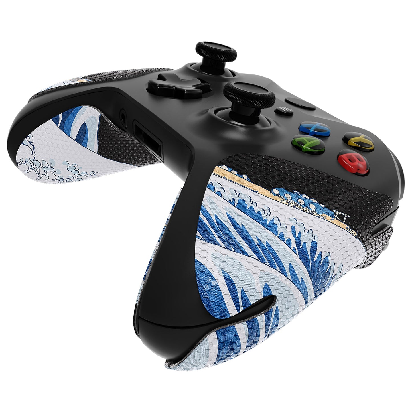 eXtremeRate Retail The Great Wave Off Kanagawa Anti-Skid Sweat-Absorbent Controller Grip for Xbox One S & X, Xbox One Controller, Professional Textured Soft Rubber Pads Handle Grips for Xbox One, Xbox One S/X Controller - GX00170