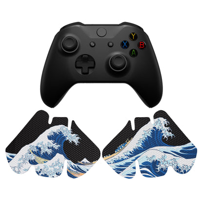 eXtremeRate Retail The Great Wave Off Kanagawa Anti-Skid Sweat-Absorbent Controller Grip for Xbox One S & X, Xbox One Controller, Professional Textured Soft Rubber Pads Handle Grips for Xbox One, Xbox One S/X Controller - GX00170