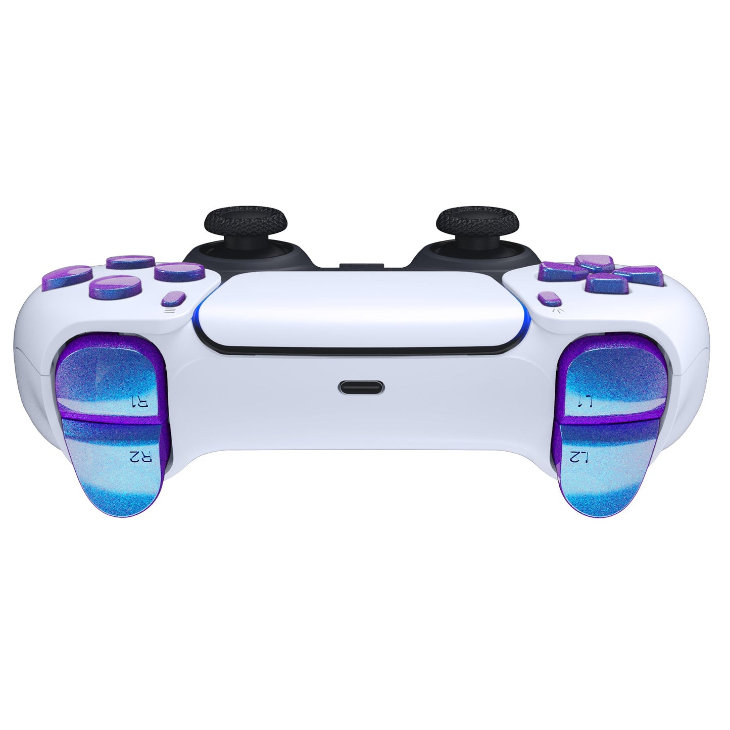 eXtremeRate Replacement Full Set Buttons Compatible with PS5 Controller BDM-030/040 - Chameleon Purple Blue eXtremeRate