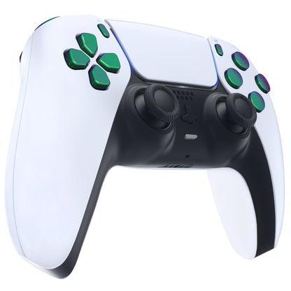 eXtremeRate Replacement Full Set Buttons Compatible with PS5 Controller BDM-030/040 - Chameleon Green Purple eXtremeRate