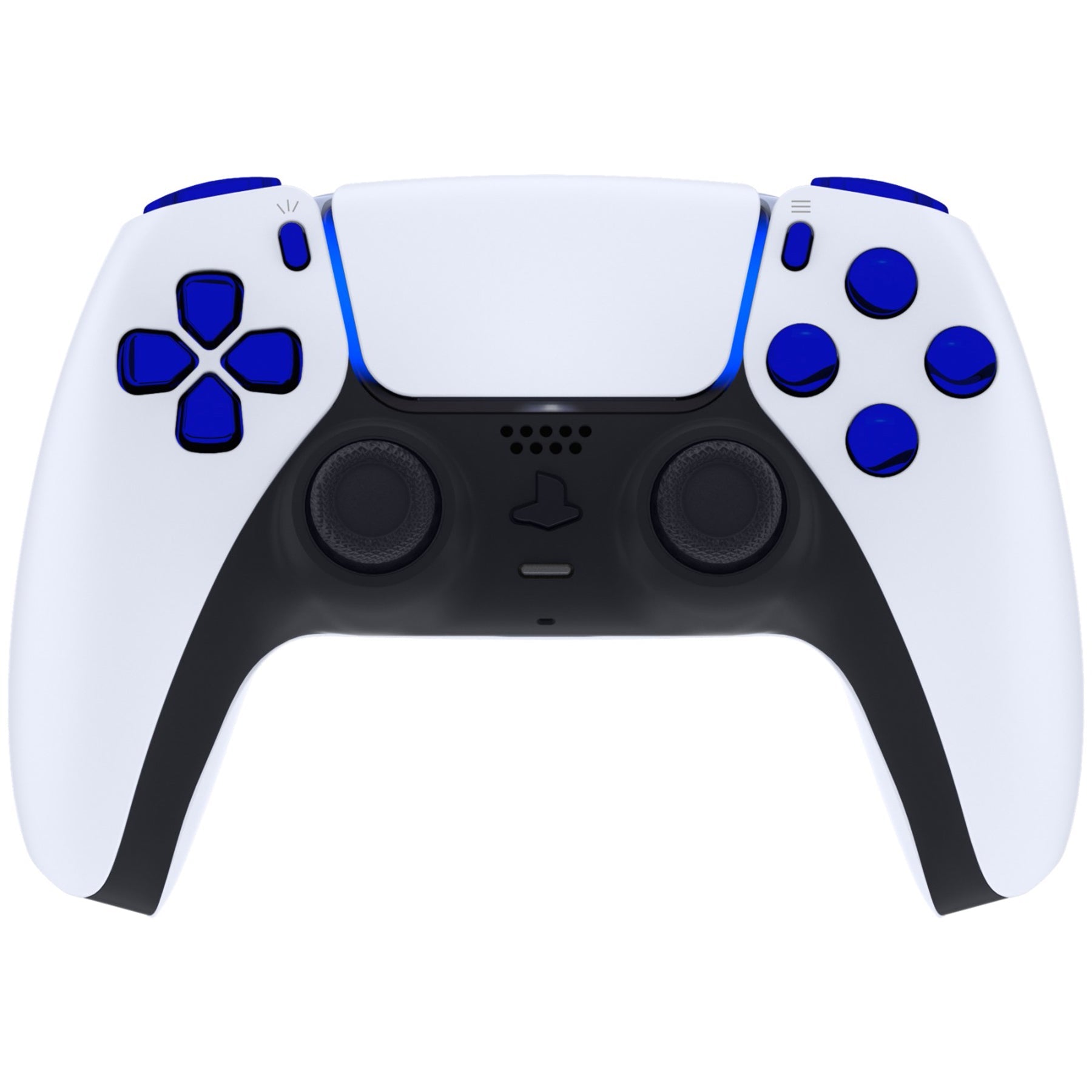 eXtremeRate Replacement Full Set Buttons Compatible with PS5 Controller BDM-030/040 - Chrome Blue eXtremeRate