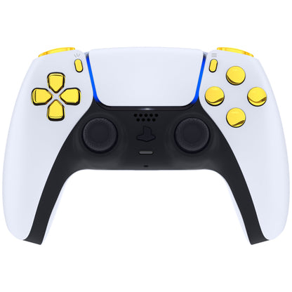 eXtremeRate Replacement Full Set Buttons Compatible with PS5 Controller BDM-030/040 - Chrome Gold eXtremeRate