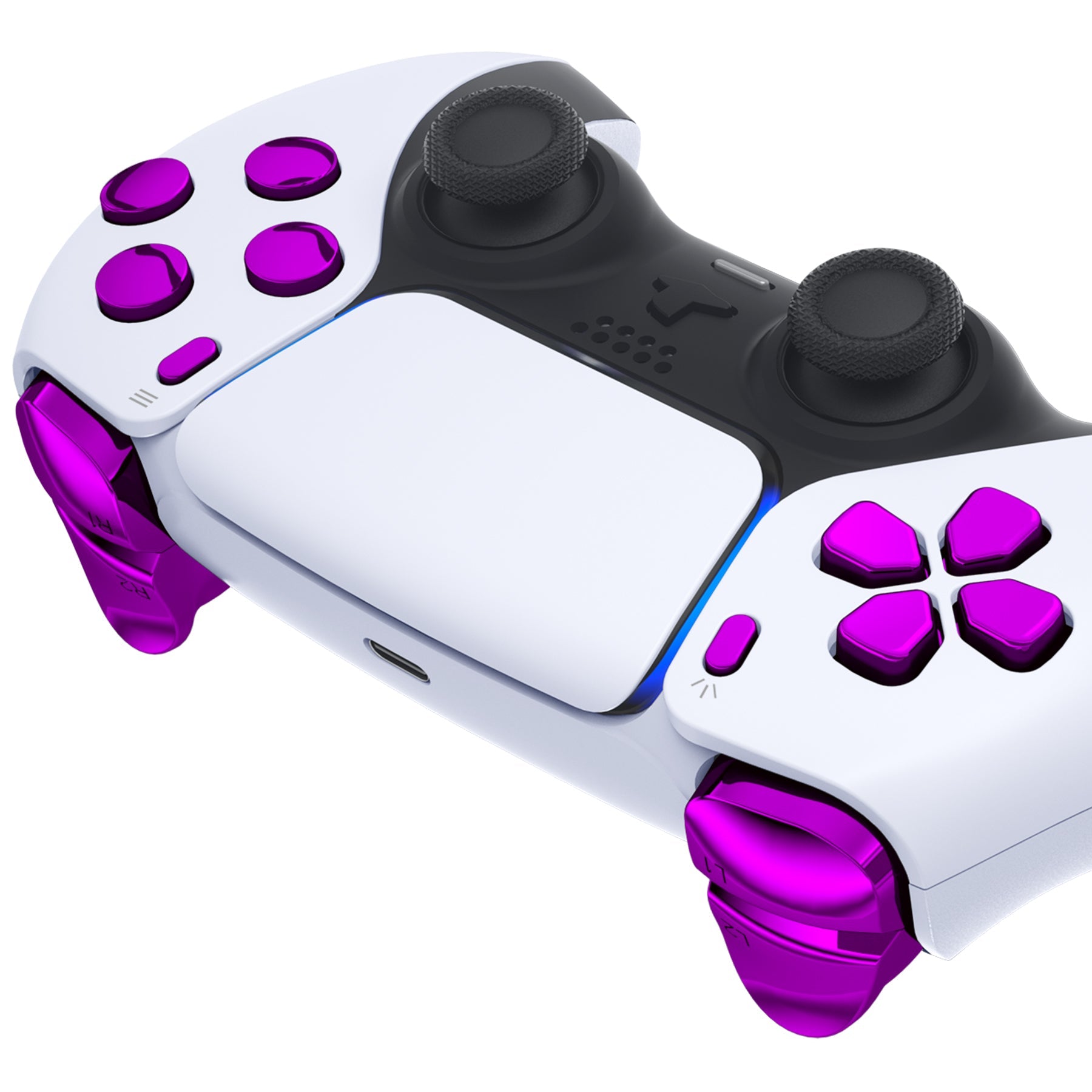 eXtremeRate Replacement Full Set Buttons Compatible with PS5 Controller BDM-030/040 - Chrome Purple eXtremeRate