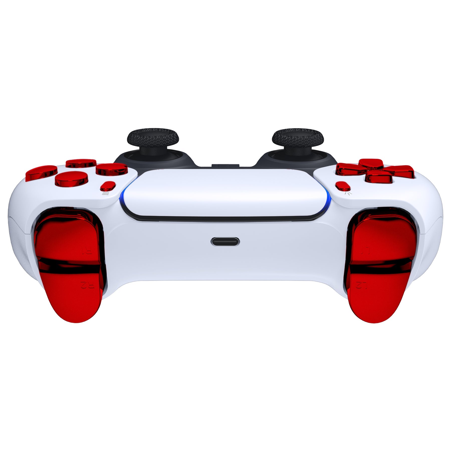 eXtremeRate Replacement Full Set Buttons Compatible with PS5 Controller BDM-030/040 - Chrome Red eXtremeRate