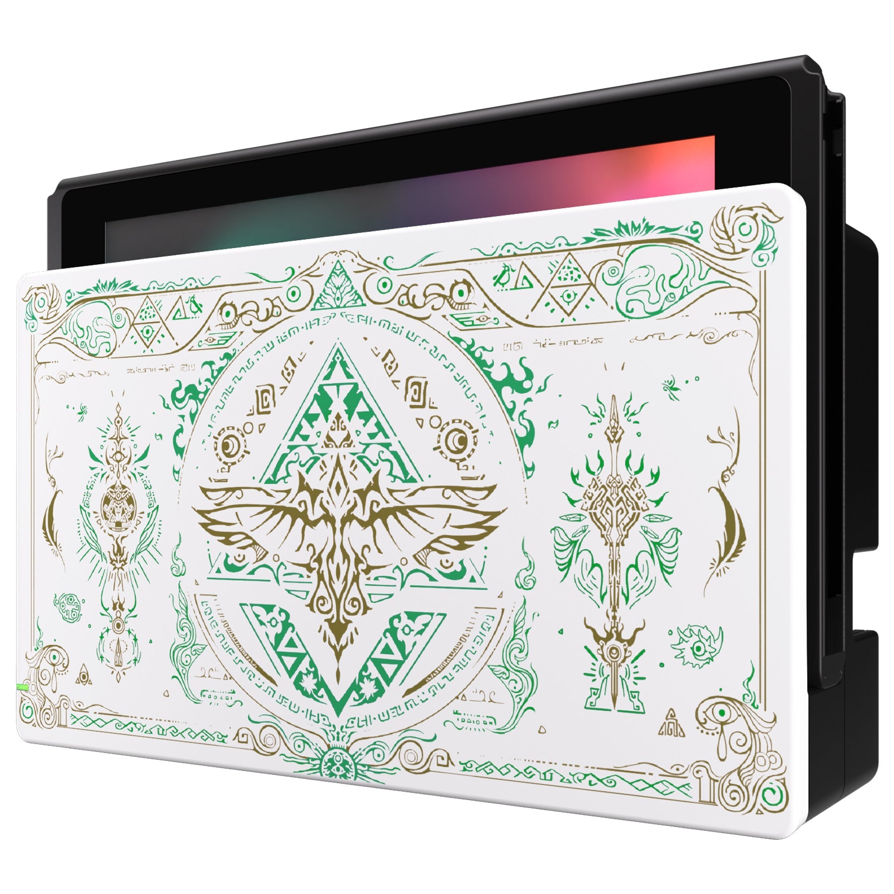 eXtremeRate Retail Custom Faceplate for Nintendo Switch Dock - Glow in Dark - Totem of Kingdom White - FDT110