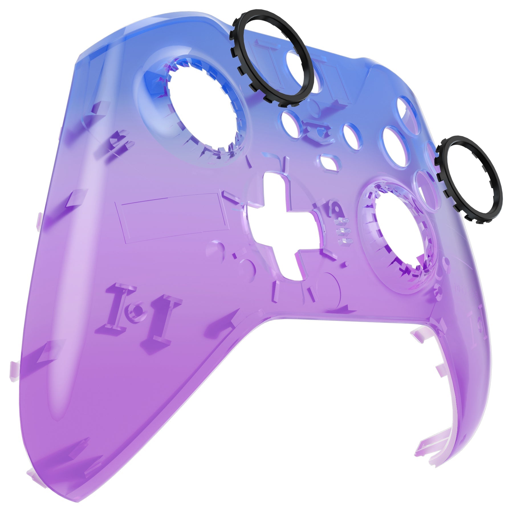 eXtremeRate Retail Gradient Translucent Bluebell Faceplate Cover, Glossy Front Housing Shell Case Replacement Kit for Xbox One Elite Series 2 Controller (Model 1797 and Core Model 1797) - Thumbstick Accent Rings Included - ELP334