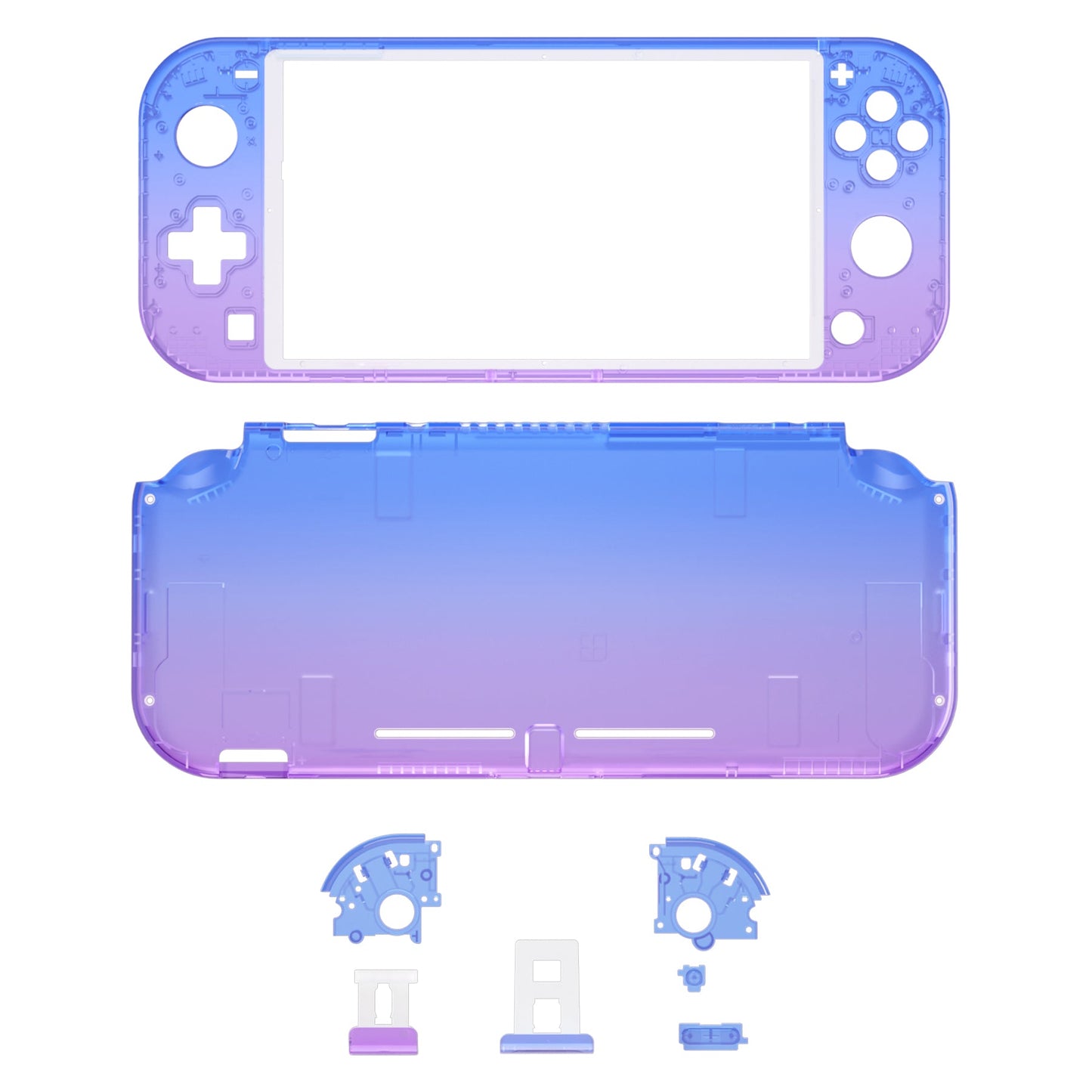 eXtremeRate Retail Gradient Translucent Bluebell DIY Replacement Shell for Nintendo Switch Lite, NSL Handheld Controller Housing with Screen Protector, Custom Case Cover for Nintendo Switch Lite - DLP317