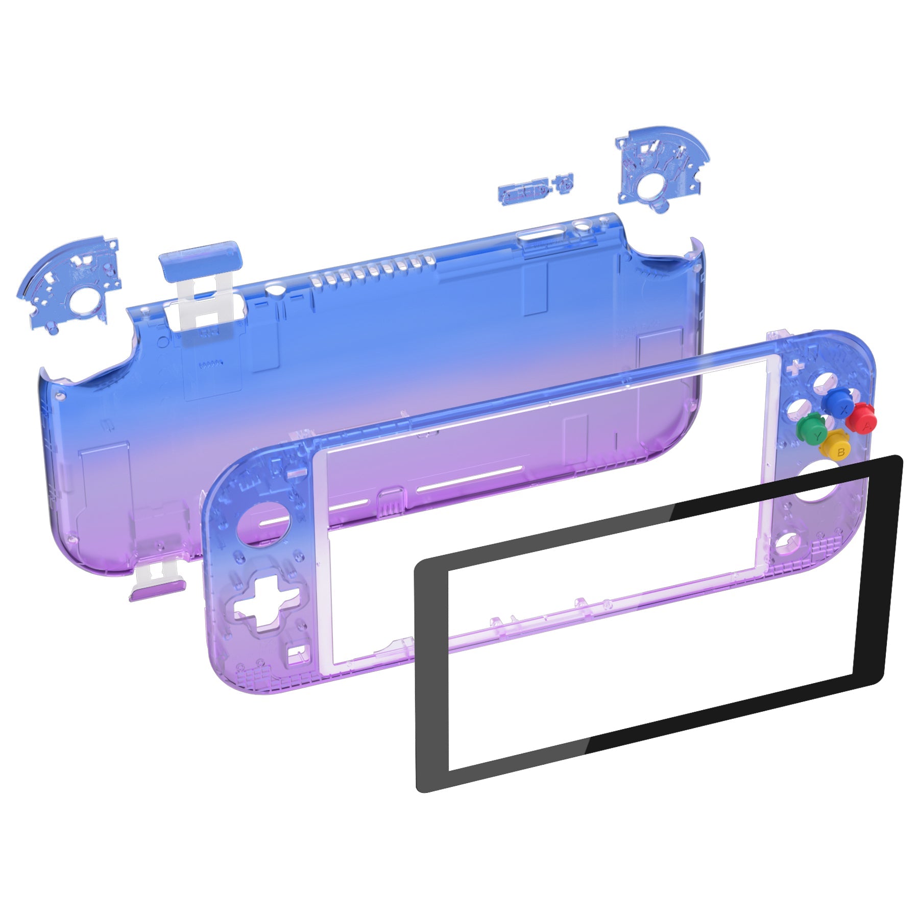 eXtremeRate Retail Gradient Translucent Bluebell DIY Replacement Shell for Nintendo Switch Lite, NSL Handheld Controller Housing with Screen Protector, Custom Case Cover for Nintendo Switch Lite - DLP317