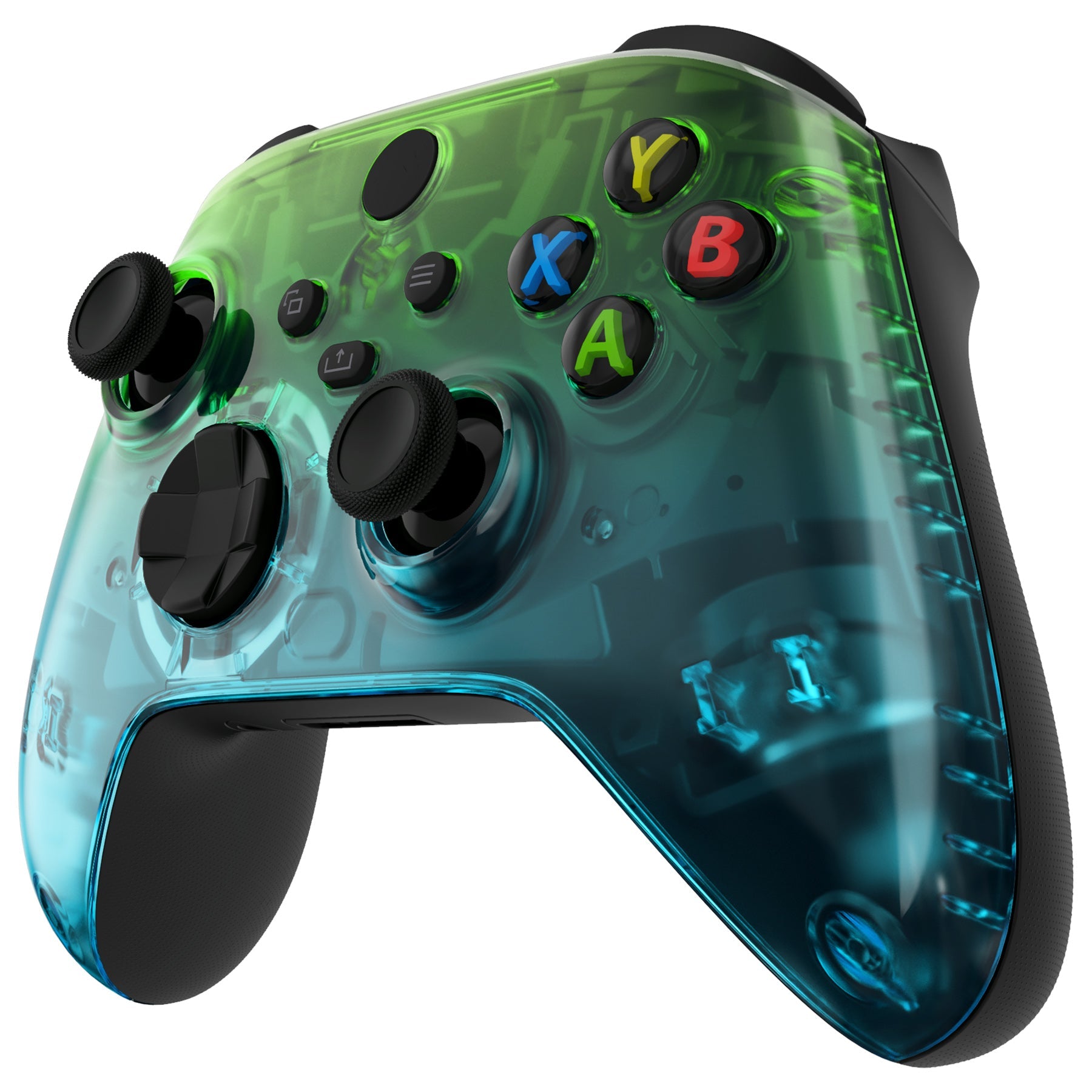 eXtremeRate Retail Gradient Translucent Green Blue Replacement Front Housing Shell for Xbox Series X Controller, Custom Cover Faceplate for Xbox Series S Controller - Controller NOT Included - FX3P355