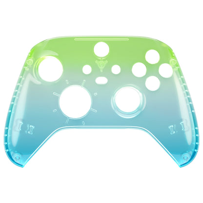 eXtremeRate Retail Gradient Translucent Green Blue Replacement Front Housing Shell for Xbox Series X Controller, Custom Cover Faceplate for Xbox Series S Controller - Controller NOT Included - FX3P355