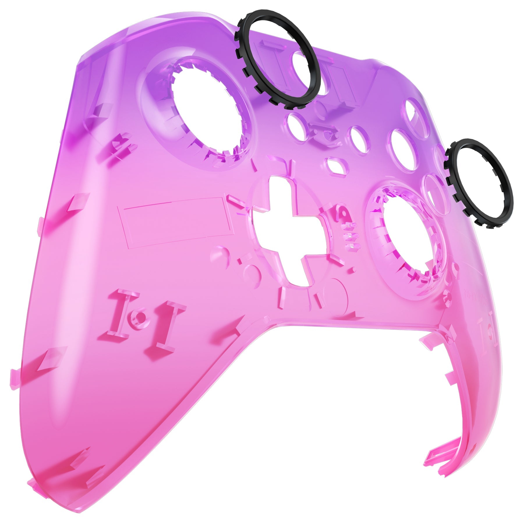 eXtremeRate Retail Gradient Translucent Purple Rose Red Faceplate Cover, Glossy Front Housing Shell Case Replacement Kit for Xbox One Elite Series 2 Controller (Model 1797 and Core Model 1797) - Thumbstick Accent Rings Included - ELP335