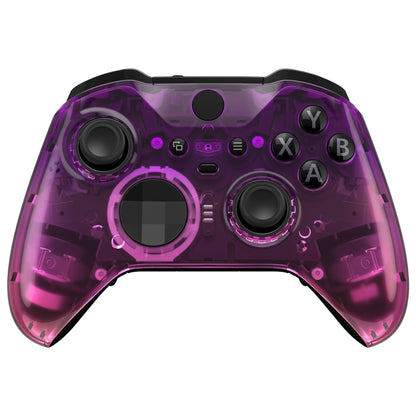 eXtremeRate Retail Gradient Translucent Purple Rose Red Faceplate Cover, Glossy Front Housing Shell Case Replacement Kit for Xbox One Elite Series 2 Controller (Model 1797 and Core Model 1797) - Thumbstick Accent Rings Included - ELP335