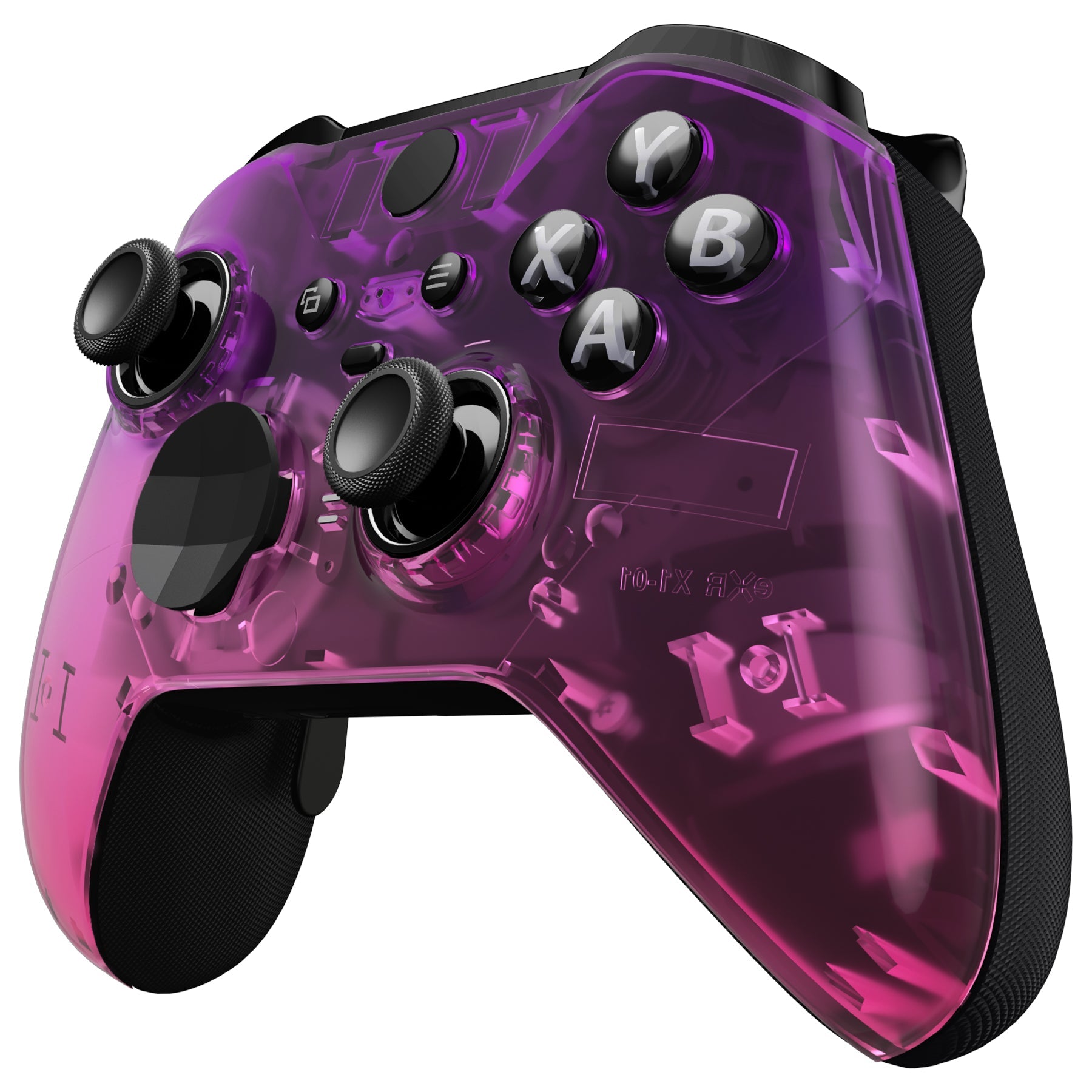 eXtremeRate Retail Gradient Translucent Purple Rose Red Faceplate Cover, Glossy Front Housing Shell Case Replacement Kit for Xbox One Elite Series 2 Controller (Model 1797 and Core Model 1797) - Thumbstick Accent Rings Included - ELP335