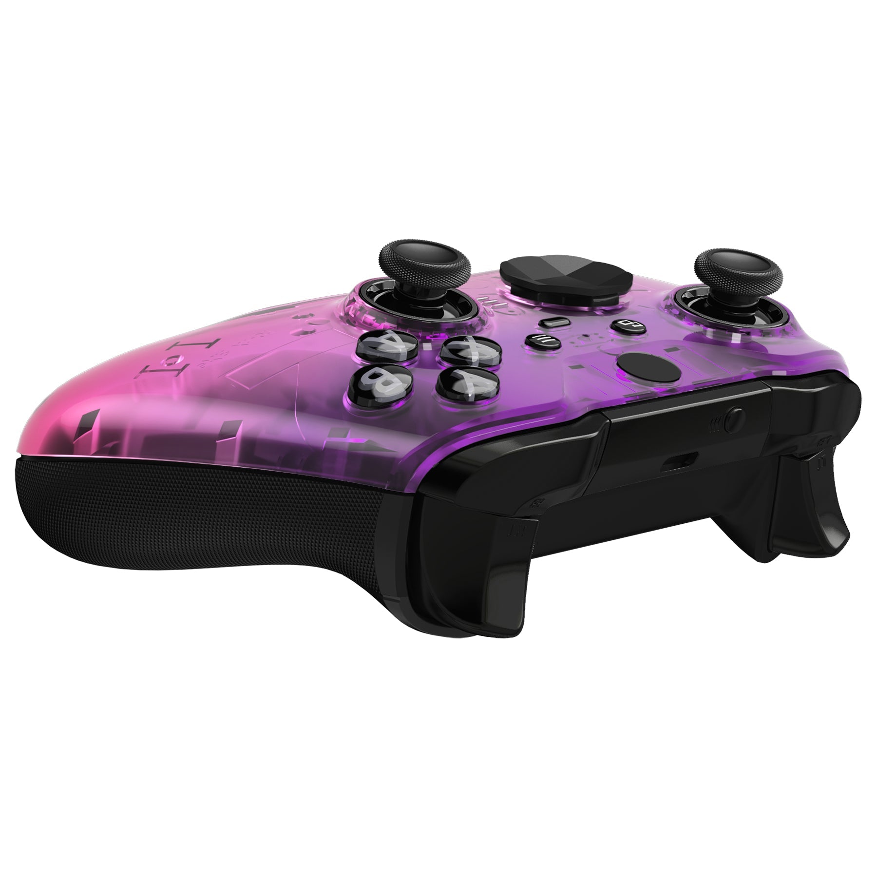 eXtremeRate Retail Gradient Translucent Purple Rose Red Faceplate Cover, Glossy Front Housing Shell Case Replacement Kit for Xbox One Elite Series 2 Controller (Model 1797 and Core Model 1797) - Thumbstick Accent Rings Included - ELP335