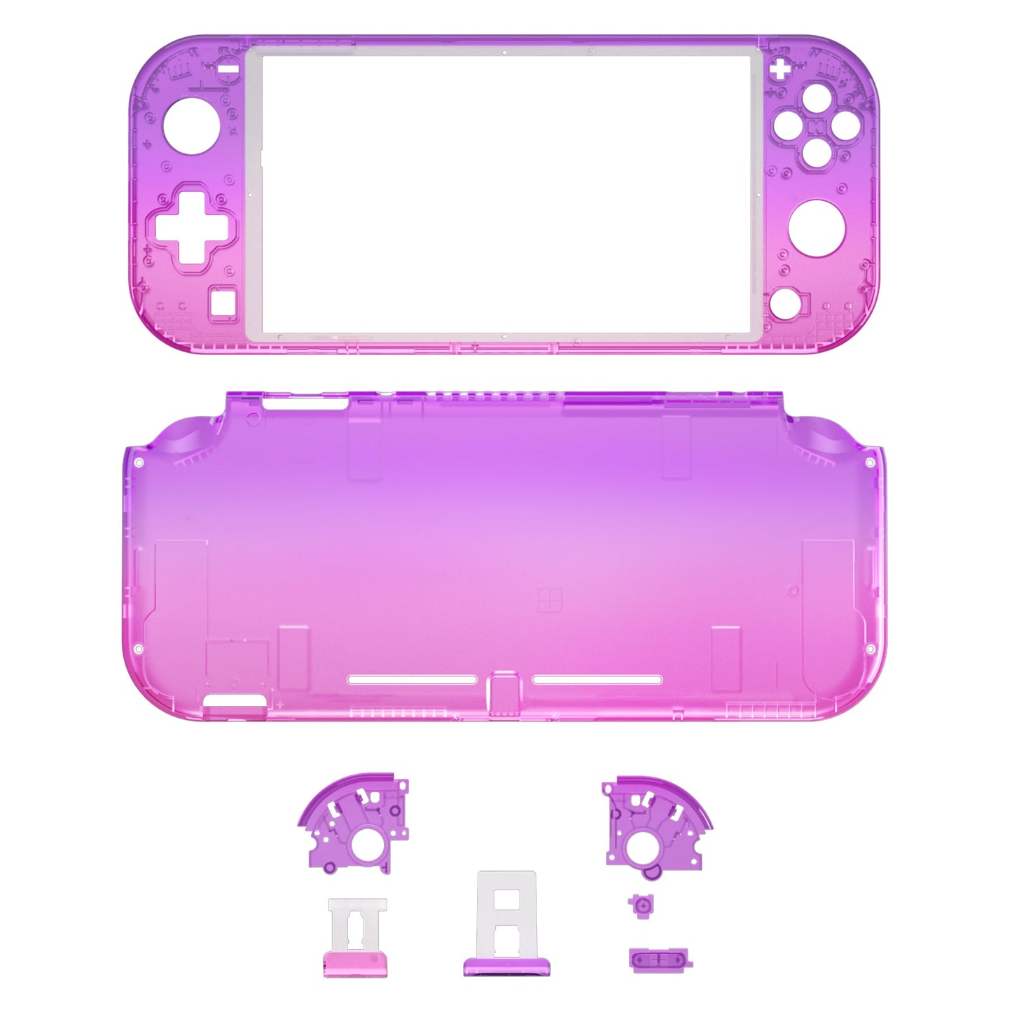 eXtremeRate Retail Gradient Translucent Purple Rose Red DIY Replacement Shell for Nintendo Switch Lite, NSL Handheld Controller Housing with Screen Protector, Custom Case Cover for Nintendo Switch Lite - DLP318