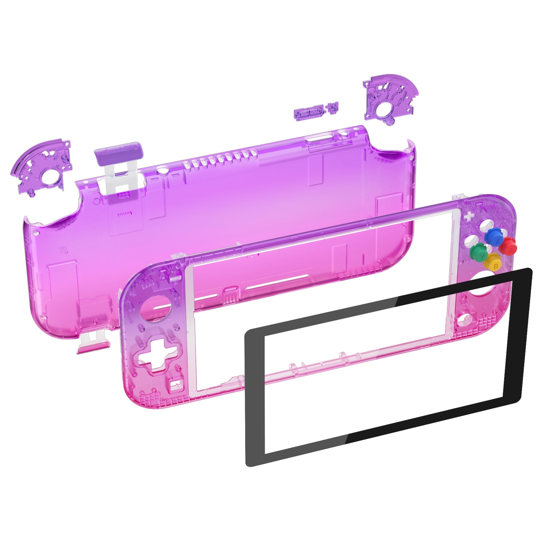 eXtremeRate Retail Gradient Translucent Purple Rose Red DIY Replacement Shell for Nintendo Switch Lite, NSL Handheld Controller Housing with Screen Protector, Custom Case Cover for Nintendo Switch Lite - DLP318